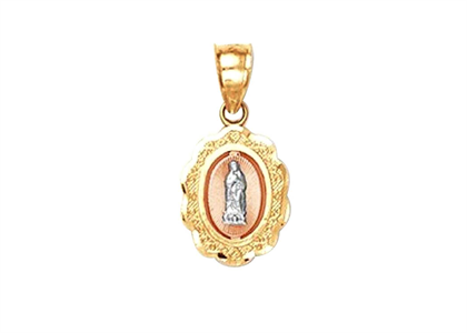 Three Tone Plated Virgin Mary Pendant